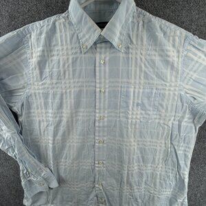Burberry London Blue Plaid Button Up Designer Long Sleeve Size 5 Horse Logo